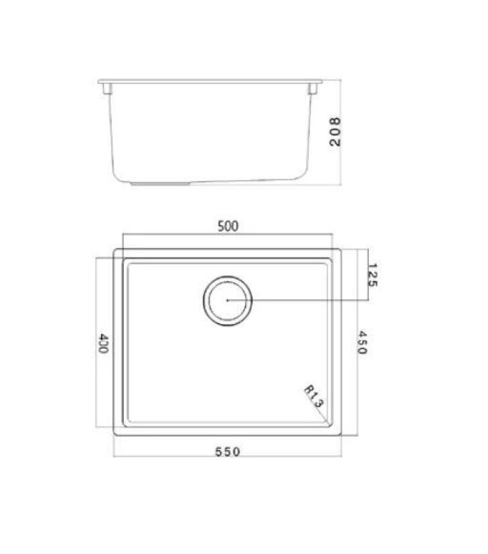 Czarny zlew 50x40cm podwieszany, nablatowy i wpuszczany z złotym korkiem 1208968037