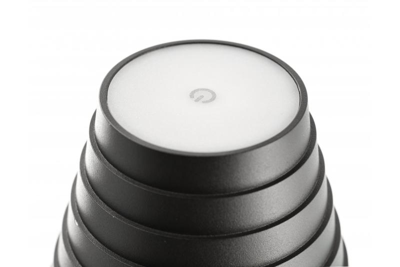 "FIZZI Lampa stołowa LED, 2,5W, 200lm, DC 5V, 1A, 4000 K, bateria 4000 mAh, regulowana, czarna"