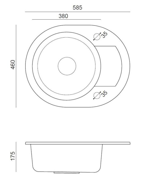 Quadri Londyn Beżowy Piaskowy Granitowy Okrągły Zlew z Ociekaczem i Korkiem ze Stali Nierdzewnej 585x460mm Odwracalny - 1208969495