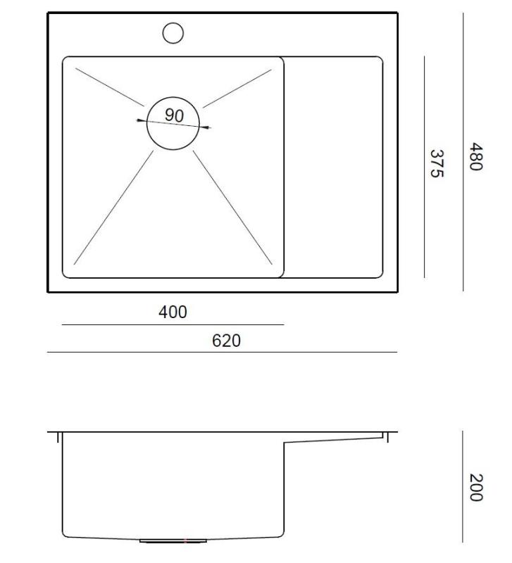 Aquadesign Clara Zlewozmywak Miedziany 62x48cm Nablatowy lub Zintegrowany z Ociekaczem, Miejscem na Baterię i Miedzianym Korkiem - 1208969503