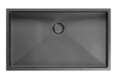 Aquadesign Zara Zlewozmywak Gun metal 74x44cm Podwieszany, Zintegrowany i Nablatowy z Korkiem Gun metal - 1208969508