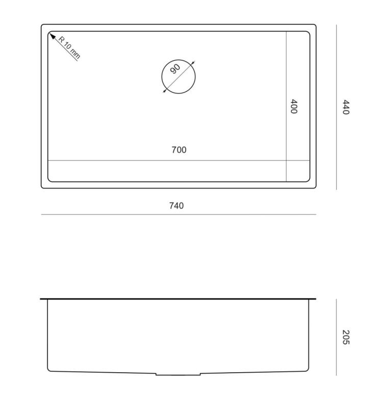 Aquadesign Zara Zlew złoty 74 x 44 cm Podblatowy, wpuszczany i natynkowy ze złotą zatyczką - 1208969509