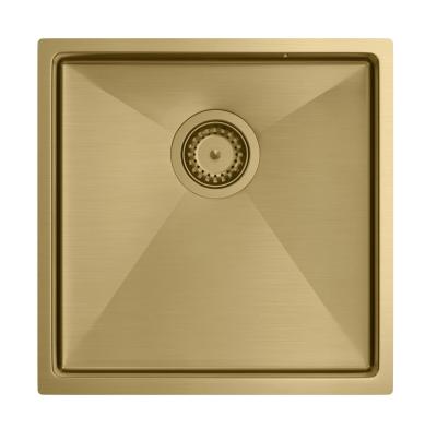 Aquadesign Zara Zlewozmywak Złoty 44x44 cm Podwieszany, Wpuszczany i Nadblatowy z Złotym Korkiem - 1208969514