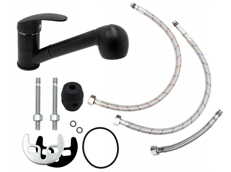 Graniteland Rhea Baterie Kuchenna w Wyglądzie Kamienia Arduin z Wyciąganą Wylewką i Ręcznym Prysznicem o Podwójnej Funkcji 1208969536