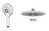 Waterevolution Flow drie-weg douchemengkraan met hoofddouche diameter 250mm en ronde handdoucheZwart T131NR25PR