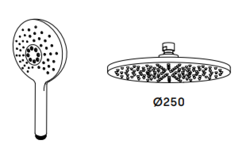 Waterevolution Flow trzydrogowa bateria prysznicowa z głowicą prysznicową o średnicy 250mm i okrągłą rączką prysznicową miedzianą T131NR25CPE
