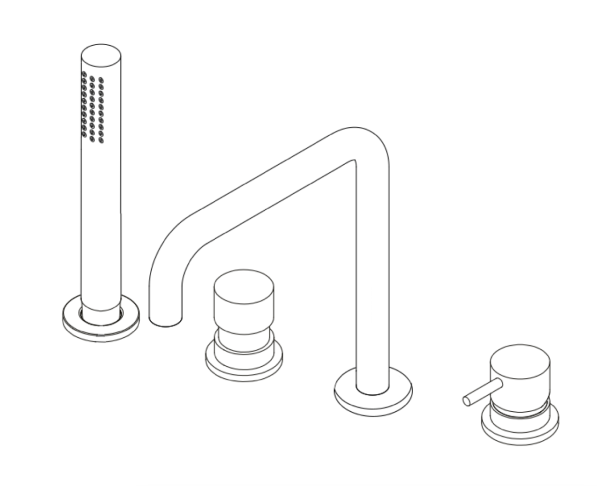 Waterevolution Flow 4-otworowa bateria wannowa do montażu na krawędzi wanny Chrom H T138H01