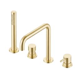 Waterevolution Flow 4-otworowa bateria wannowa do montażu na brzegu wanny, w pełni PVD light gold H T138HWGE