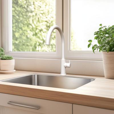 Waterevolution Flow bateria kuchenna z obrotową, okrągłą wylewką biała T158UBR