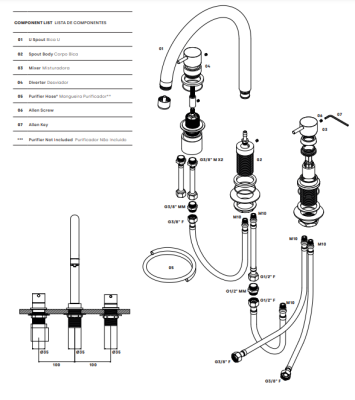 Waterevolution Flow baterie kuchenna 3-otworowa z obrotową wylewką i podłączeniem do filtrowanej wody chrom T152U01