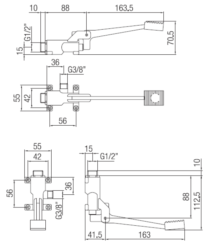 PB Pedal Line Pedał nożny chromowany do montażu na podłodze lub ścianie 1208969729
