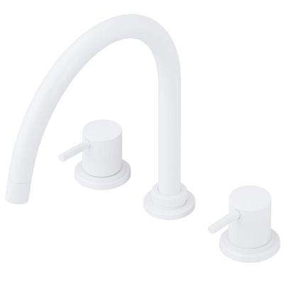 Waterevolution Flow 3-otworowa bateria kuchenna z obrotową wylewką i przyłączem do filtrowanej wody biała T152UBR