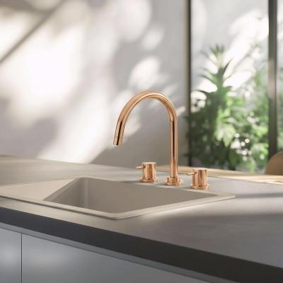 Waterevolution Flow 3-otworowa bateria kuchenna z obrotową wylewką i przyłączem do filtrowanej wody, miedziana T152UCPE