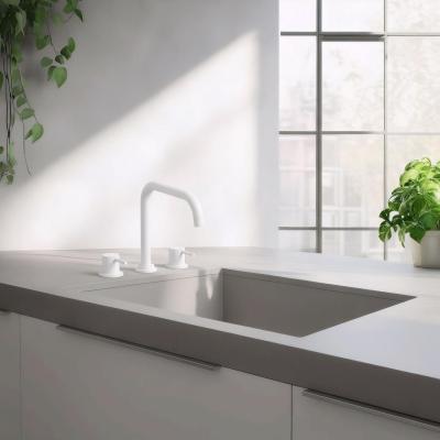 Waterevolution Flow 3-otworowa kuchenna bateria kątowa z obrotową wylewką i przyłączem do filtrowanej wody biała T152HBR