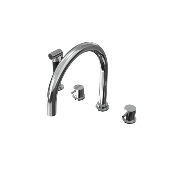 Waterevolution Flow 4-otworowa bateria kuchenna z wyciąganą wylewką chrom T153U01