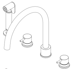 Waterevolution Flow 4-otworowa bateria kuchenna z wyciąganą wylewką gun metal T153UGME