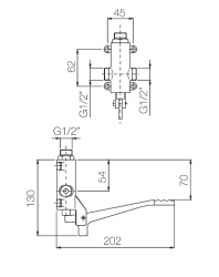 PB Pedal Line Kran nożny chromowany do montażu na ścianie 1208969754