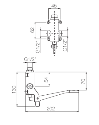 PB Pedal Line Kran nożny chromowany do montażu na ścianie 1208969754