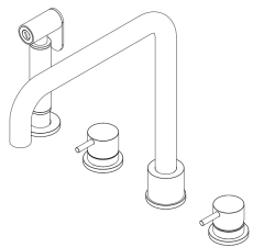 Waterevolution Flow 4-otworowa kątowa bateria kuchenna z wyciąganą wylewką w kolorze jasnego złota T153HWGE