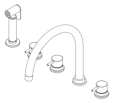 Waterevolution Flow 5-otworowa bateria kuchenna z wyciąganą wylewką i przyłączem do filtrowanej wody, mosiężna T154ULE