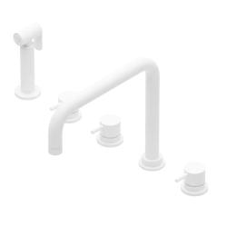 Waterevolution Flow 5-otworowa kątowa bateria kuchenna z wyciąganą wylewką i przyłączem do filtrowanej wody, biała T154HBR