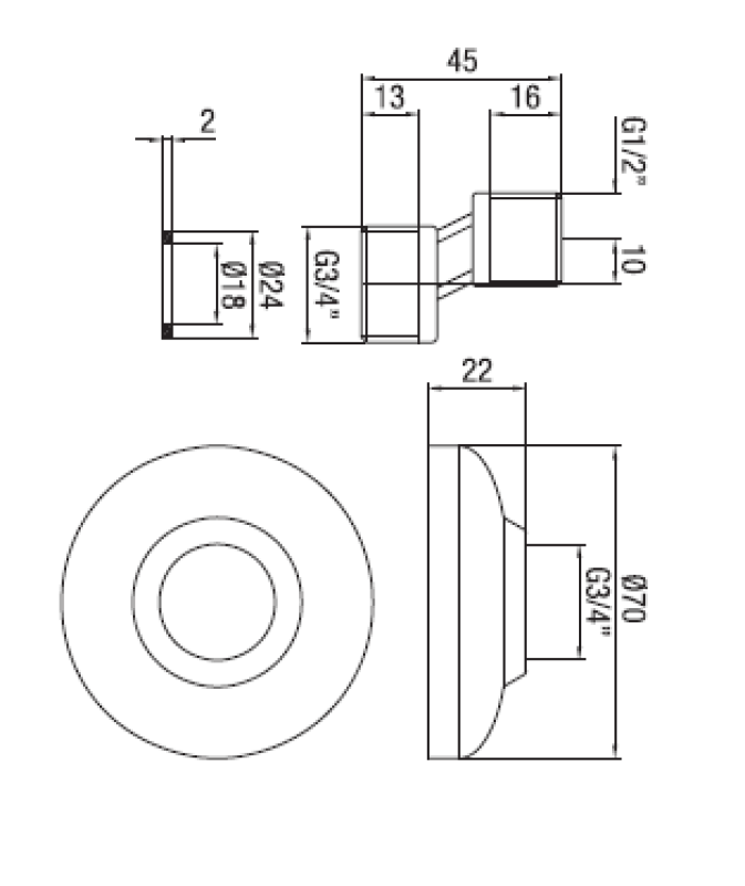 PB złącze S ze stali nierdzewnej 10 mm Klasyczny Ekscentryk 1/2” x 3/4” 1208969849
