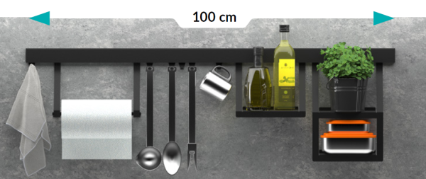 Epka Luxion Zestaw Prowadnic Kuchennych 100 cm z Akcesoriami Metalowymi z Ukrytym Mocowaniem Czarny 1208969983