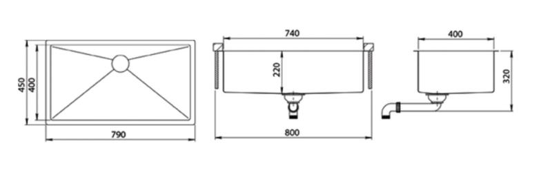 Ausmann Mosel gun metal duża komora zlewozmywaka ze stali nierdzewnej - PVD gun metal 74x40 uniwersalny 1208970024.