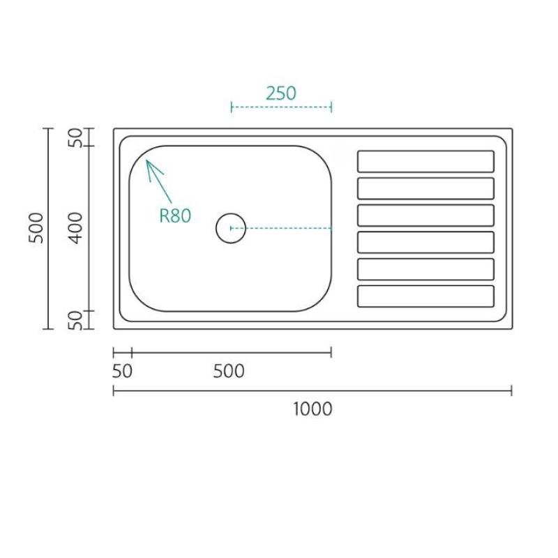Banka Centurio 100-50 Stal nierdzewna Zlew nablatowy 100x50cm z ociekaczem 1208970030