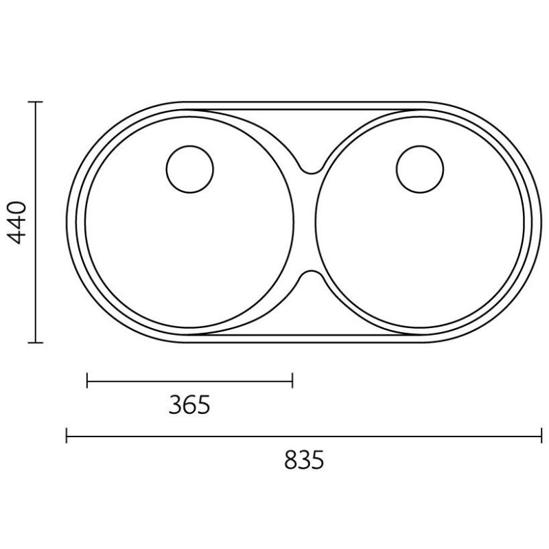 Zlewozmywak podwójny Banka Andalucia RVS 835 x 440 cm, montaż pod blat 1208970051