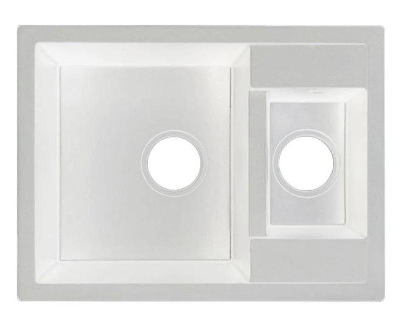 Granitowy zlewozmywak nablatowy GraniteMy Smart extra płytki 1,5 komorowy w kolorze białym 58x44 cm z białym korkiem i pokrywą 1208970052.