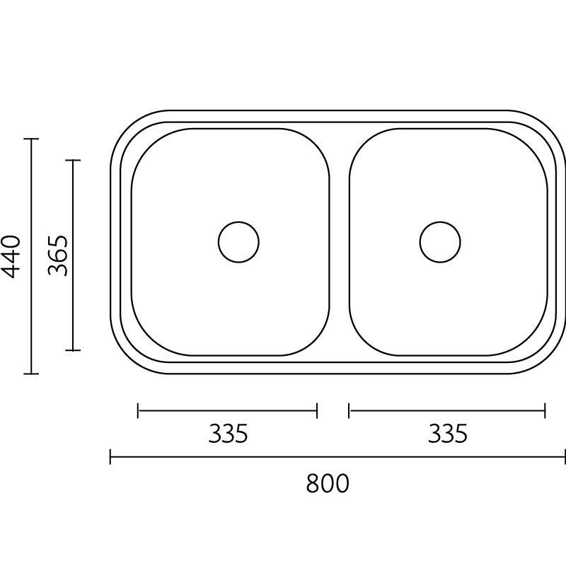 Banka Diplomat Podwójny zlew ze stali nierdzewnej do montażu na blacie 80 x 44 cm 1208970059
