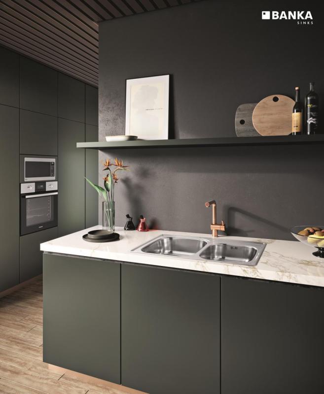 Podwójny Zlew Nablatowy Banka Princess ze Stali Nierdzewnej 84x56 cm z Otworem na Kran 1208970066