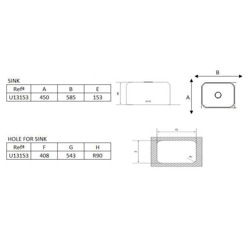 Banka Detroit Zlew ze stali nierdzewnej 543 x 408 mm Podblatowy 1208970078