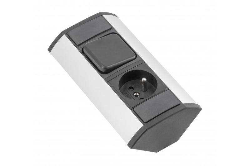 MINI kątowy przedłużacz z wyłącznikiem i uziemionym gniazdkiem 230V 16A