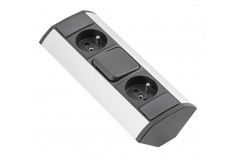 MINI przedłużacz narożny z przełącznikiem i 2 gniazdkami z uziemieniem 230 V 16 A