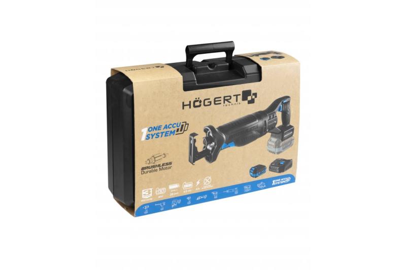 HÖGERT set reciprozaag op accu, 18V, borstelloos, accu, oplader, accessoires