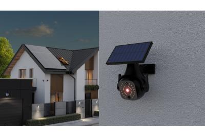 Reflektor słoneczny z czujnikiem ruchu i zmierzchu GUARDOS, LED, 300lm, 6400K, 1200mAh, IP65, atrapa kamery