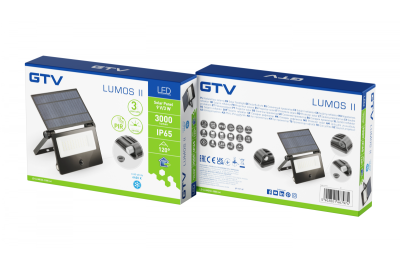 Reflektor słoneczny LUMOS II, LED, 3000lm, 6400K, 2x2600mAh wymienny, IP65, czarny