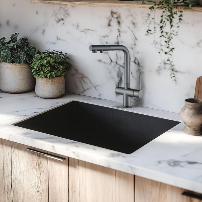 Ausmann Ellington 3-drożna bateria kuchenna z wyciąganą wylewką i filtrem wody – kolor brązowy – 1208970499