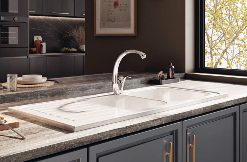 Ausmann Ceramic Blush Ceramiczna Podwójna Biała Umywalka Nablatowa z Ociekaczem 1125 x 500 mm 1208970514