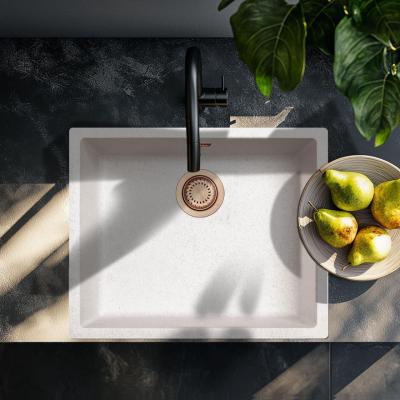 Zand Wit Crème Wastafel 50x40 cm Onderbouw, Opbouw en Inbouw met Koperen Stop 1208970548