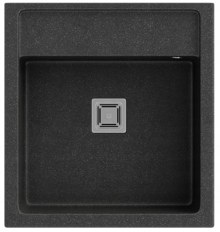 Graniteland Arno Granieten Arduin hardsteen look Zlewozmywak nabudowy 582x620mm z kwadratowym korkiem ze stali nierdzewnej 1208970600