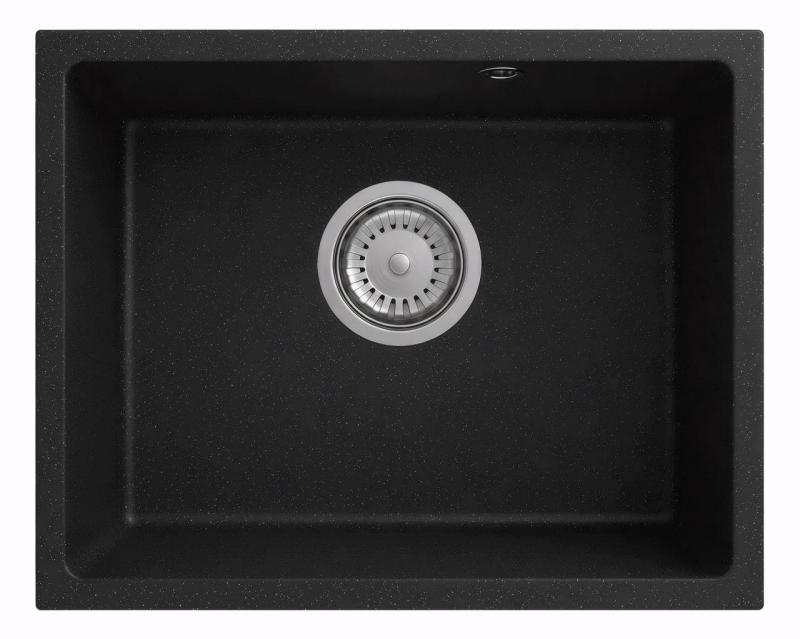 Graniteland Solo Granit czarny wapień zlewozmywak podwieszany 42x34 cm z korkiem ze stali nierdzewnej 1208970606.