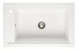 Graniteland Magra Granitowy Biały Zlew Nablatowy 686 x 427 mm z otworem na kran i stalową wtyczką 1208970614