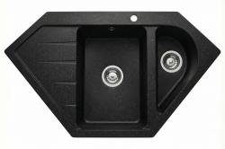Graniteland Amiata Granit czarny Wygląd łupka Arduin Narożna umywalka nablatowa 955 x 489 mm z korkiem ze stali nierdzewnej 1208970620