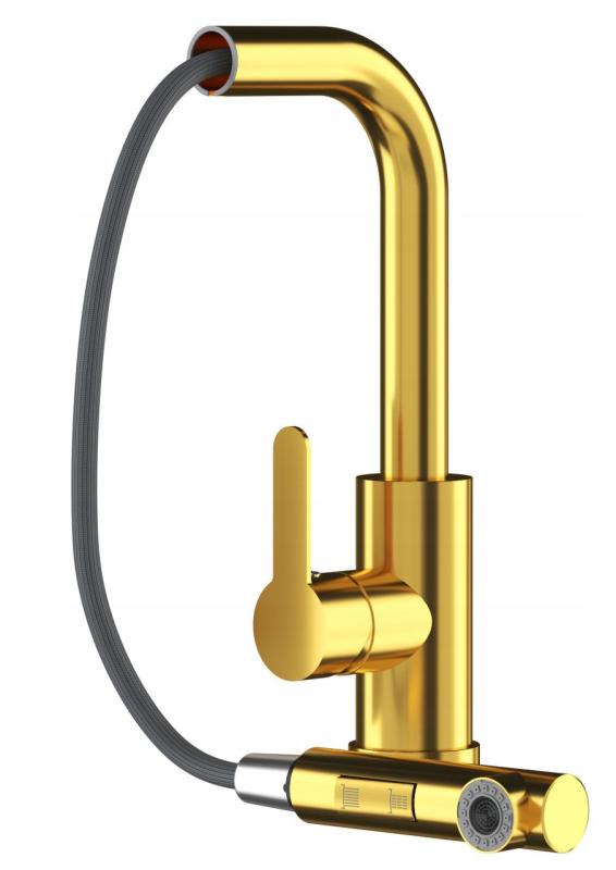 Graniteland Celeste Bateria Kuchenna Złota z Wyciąganą Wylewką i Podwójną Funkcją Prysznica Ręcznego 1208970664