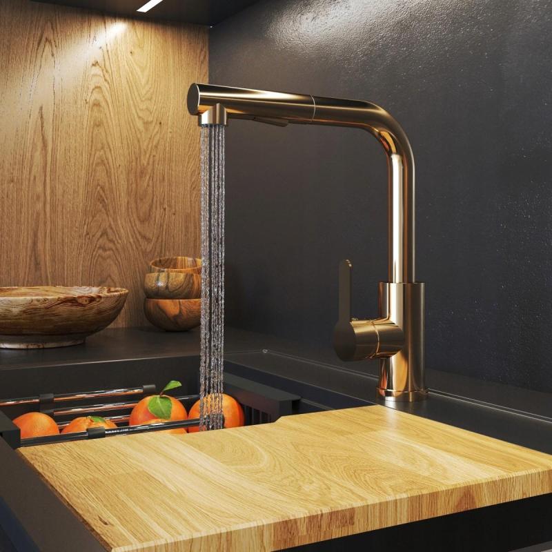 Graniteland Celeste Kuchenkraan Koper met Uittrekbare Uitloop en Dubbel-Functie Handdouche 1208970665