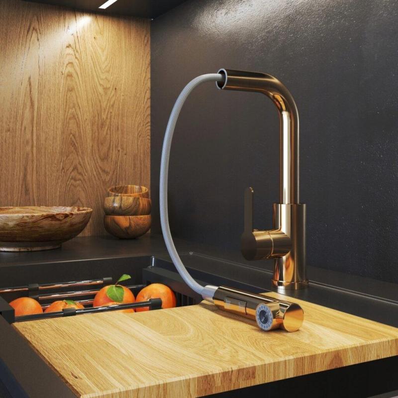 Graniteland Celeste Kuchenkraan Koper met Uittrekbare Uitloop en Dubbel-Functie Handdouche 1208970665