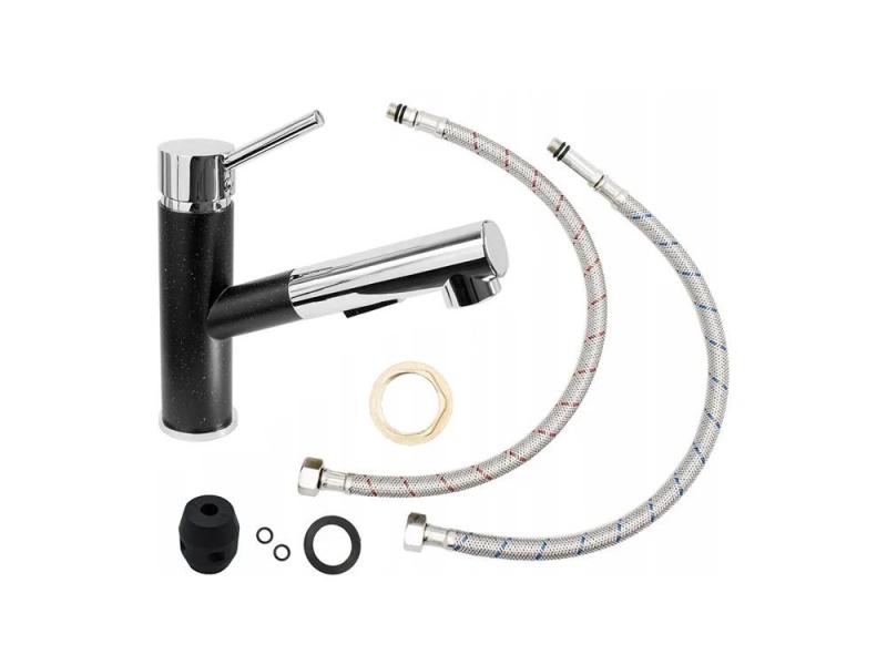 Graniteland Ceres Bateria Kuchenna Wygląd Kamienia Twardego z Wysuwaną Wylewką i Dwufunkcyjną Rączką Natrysku 1208970706